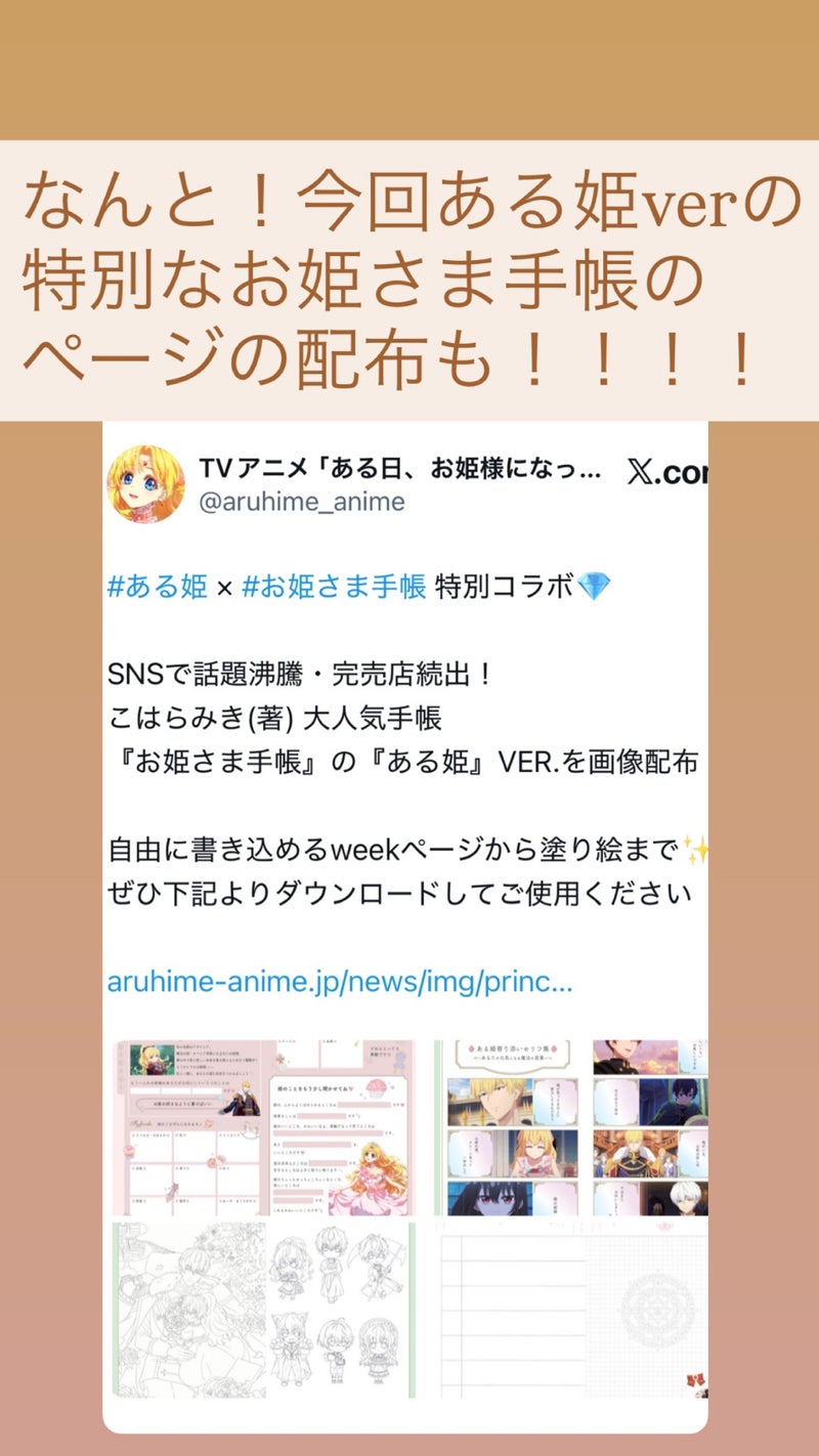 アニメ「ある日、お姫様になってしまった件について」とお姫さま手帳のコラボレーションメインビジュアル