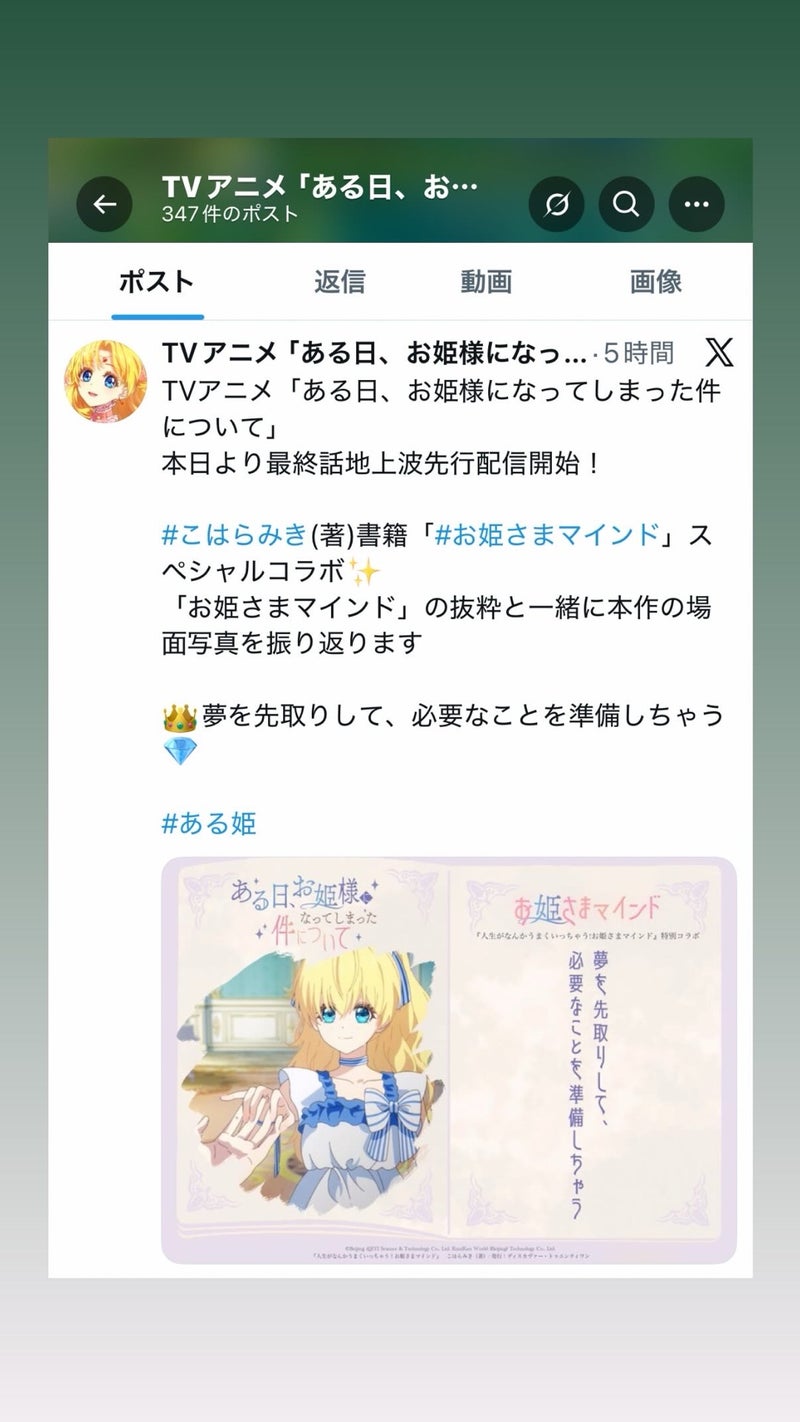 アニメ「ある日、お姫様になってしまった件について」とお姫さま手帳のコラボレーションメインビジュアル